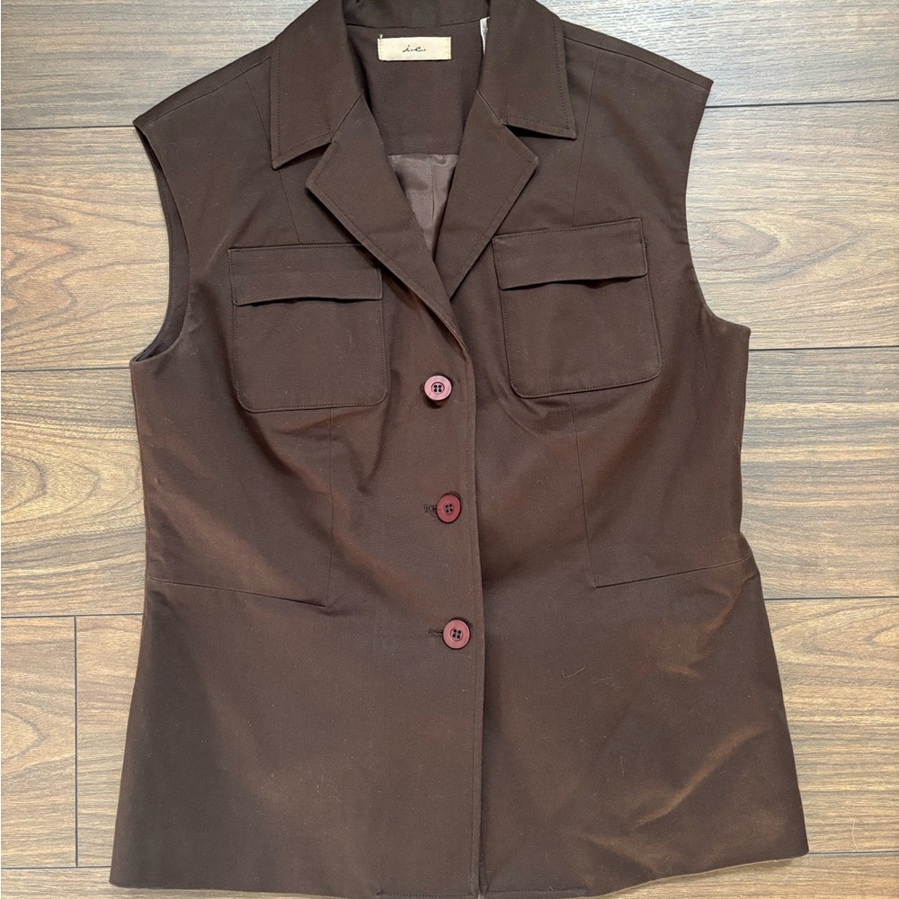 Sleeveless Tailored Vest in Dark Brown by